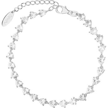 Náramek Stříbrný náramek se zirkony - srdce - AP538-7706