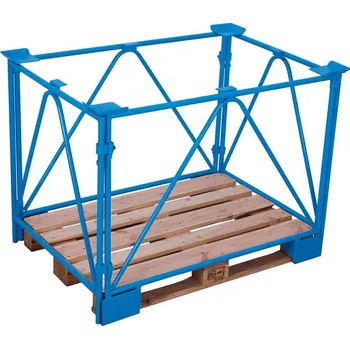 paleta Robustní paletový stohovací rám, výška 800 mm, pro paletu 1200x800 mm, barva modrá