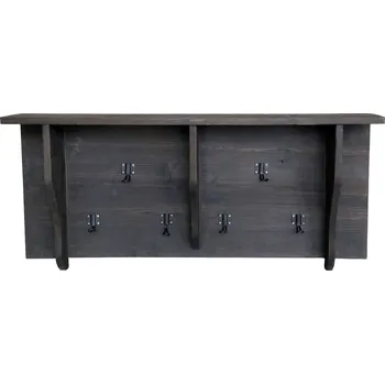 police Hnědá dřevěná polička s háčky Bourseiller - 99*18*45 cm