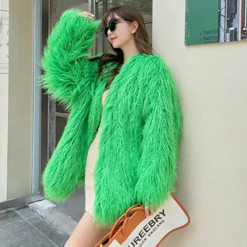 Dámská parka Oversize dlouhý kožíšek Barva: Zelená, Velikost: M