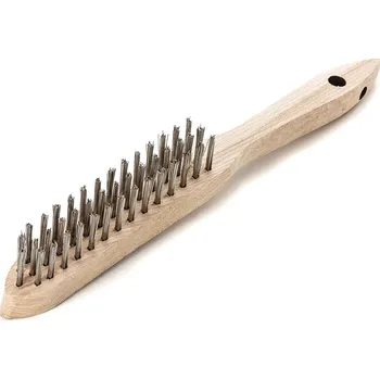 Drátěný kartáč Lessmann 105731 | Ruční kartáč Standard dřevěná rukojeť 3-radová, nerezový drát žiaruvzdorný,rovný 0,30