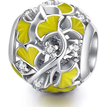 Přívěsek For Silver Korálek se zlatými listy a zirkony - Stříbro 925