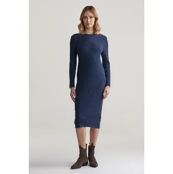 Dámské šaty ŠATY GANT MINI CABLE KNIT DRESS EVENING BLUE