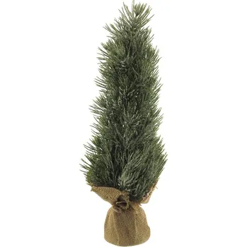 umělá květina Umělý strom, Borovice jehličí strom v jutovým pitliku ojiněný zelený V40 cm