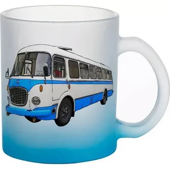 Škoda RTO 706 skleněný hrneček hrnek (HRNEČEK S AUTOBUSEM matné sklo )