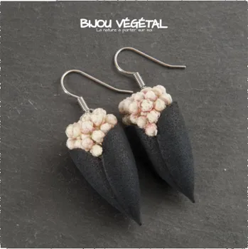 Náušnice Živé šperky - Náušnice Tulipán černé s trvalými bílými kvšty