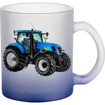 New Holland T7070 skleněný hrnek traktor (hrneček s traktorem matné sklo )