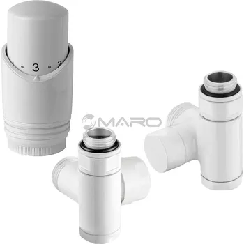 Ventil Smart30 Set radiátorový pro topnou tyč úhlový 1/2" x 3/4" EK, levý, bílá + termostatická hlavice 2TT BB, 6214832703HTBB