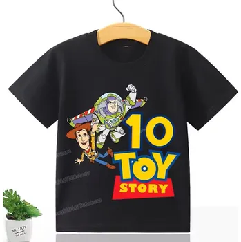 Dívčí tričko Disney Dětské narozeninové tričko s potiskem Toy Story s číslovkou, černé Číslovka: 10, Velikost: 130 CM