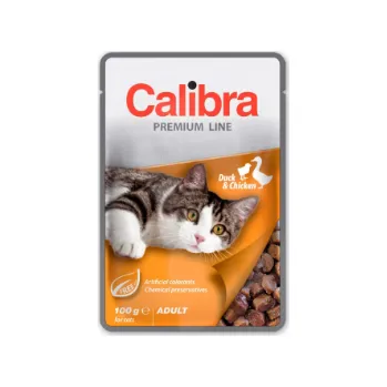 Krmivo pro kočku Calibra Premium Cat kapsička Adult kachní a kuřecí v omáčce 24x100g