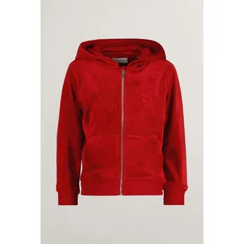 Dívčí mikina MIKINA GANT VELOUR ZIP HOODIE RUBY RED