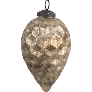 Vánoční ozdoba Zlatá skleněná vánoční cetka ve tvaru trojúhelníku s nerovným povrchem Noella M – 5x8 cm