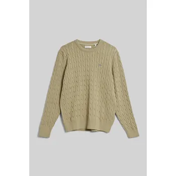 Chlapecký svetr SVETR GANT SHIELD COTTON CABLE C-NECK BEIGE GREEN