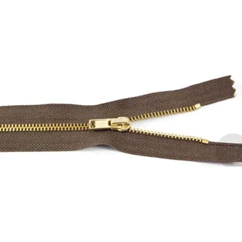 Zip Kovový zip, nedělitelný, silný - 45cm - hnědý - Koh-i-noor - BALENÍ 10 ks