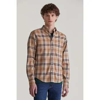 Pánská košile KOŠILE GANT REG JASPE FLANNEL PLAID SHIRT CARAMEL BEIGE