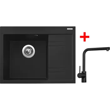 Granitový dřez Akční Sinks RIM 650 L Metalblack + ELKA černá