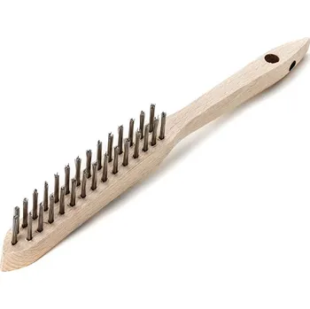 Drátěný kartáč Lessmann 106621 | Ruční kartáč Standard dřevěná rukojeť 2-radová, mosazný drát, rovný 0,35