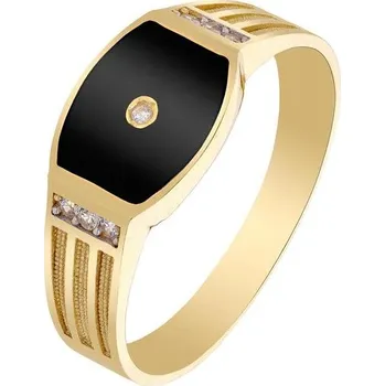 Prsten Zlaton Prsten žluté zlato černý kámen vel.66 3.8g 001312010237