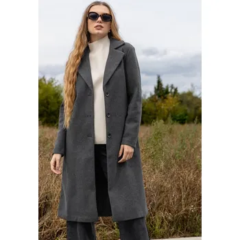 Only dámský flaušový kabát Emma tmavě šedý Velikost: XL