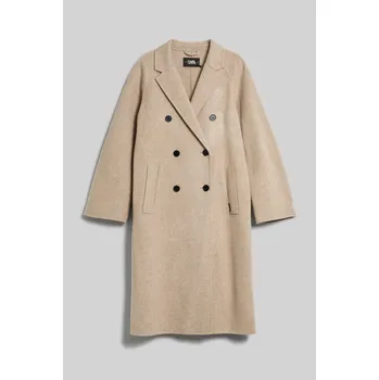 Dámský kabát KABÁT KARL LAGERFELD WOOL BLEND DOUBLE FACE COAT STONE BEIGE