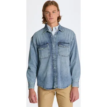 Pánské oblečení KOŠILE GANT OS DENIM SHIRT LIGHT BLUE WORN IN