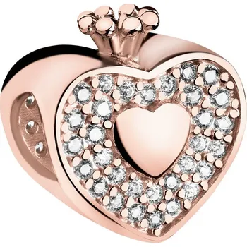 Přívěsek Pozlacený stříbrný přívěsek Beads se zirkony - srdce, koruna - AP534-6111