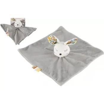 Zajíc/Zajíček usínáček chrastítko plyš 25x25cm šedivý na kartě v sáčku 0+