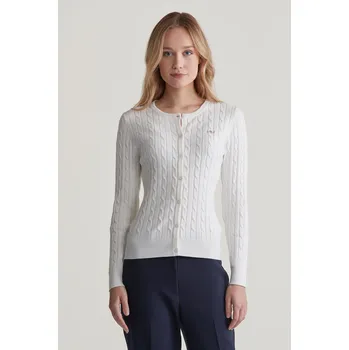 Dámský svetr SVETR GANT STRETCH COTTON CABLE CARDIGAN EGGSHELL
