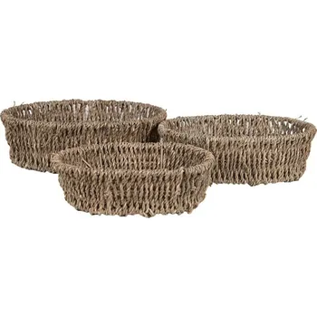 3ks pletený oválný košík z mořské trávy - 27*22*8 / 24*18*7 / 21*16*6 cm