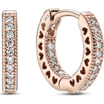 Náušnice Kruhové náušnice PANDORA Rose Pavé srdce 286317C01