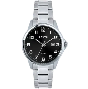 Hodinky LAVVU Stylové náramkové pánské hodinky HAMRE Black 100M LWM0281 (Spolehlivé hodinky LAVVU z nerezové oceli)