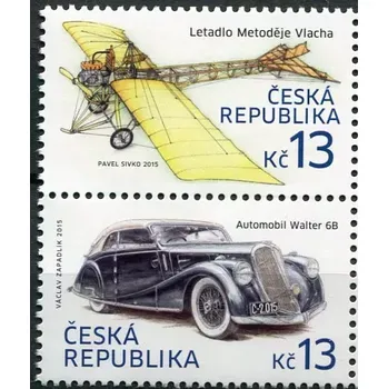 Poštovní známka Česká pošta (2015) č. 838 - 839 ** - Česká republika - historické auto + letadlo (3)
