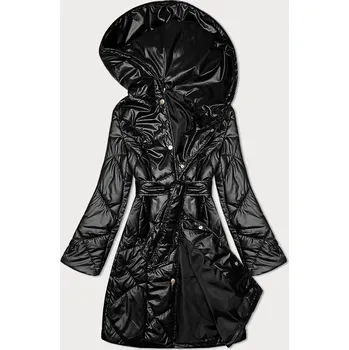 Dámská bunda Černá prošívaná bunda s kapucí SWest do poloviny stehen, odstíny černé XXL (44) i392_23279-48