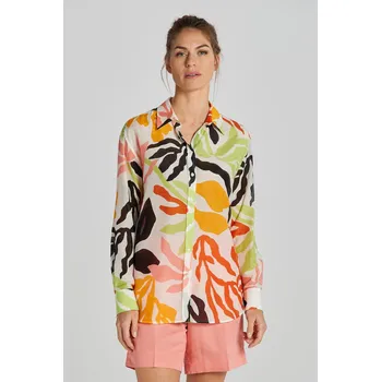 Dámská košile KOŠILE GANT REL PALM PRINT COT SILK SHIRT MEDAL YELLOW