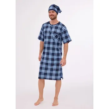 Pánské pyžamo Cornette noční košile pánská 109/28 - modrá, XL (Pánská noční košile s krátkým rukávem Cornette 109)