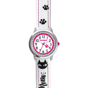 Hodinky CLOCKODILE Bílé dívčí dětské hodinky KOČKY CWG5191