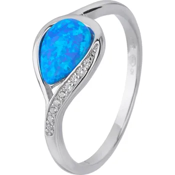Prsten Bealio BEALIO Stříbrný prsten SLZA modrý OPÁL Velikost prstenu: 52 03-07988-1588