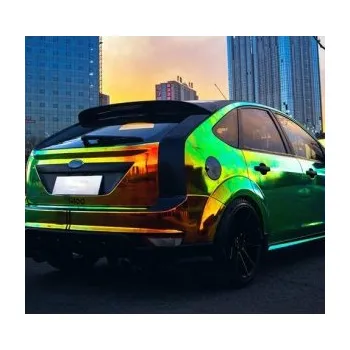 Polep vozidla Duhová chromovaná zelenooranžová auto wrap fólie 142x50cm - interiér/exteriér