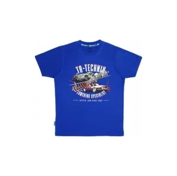 Pánské tričko Designové modré tričko s logem a tlumiči by Sourkrauts - Velikost XXL