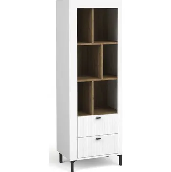 Knihovna Vitrína Mossa MO 4 - Bílá / Dub