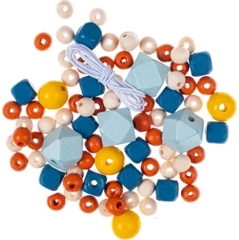 Dětské navlékací korálky DP Craft Dřevěné barevné korálky v pastelových barvách