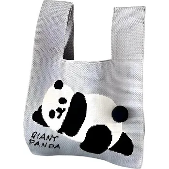 ANNAM Ležící panda tote bag šedá 35 × 20 cm