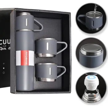 Household Designová termoska se 3 šálky 500 ml / Antracit