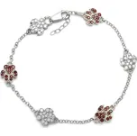 Stříbrný náramek tlapka granát, zirkon Pawie