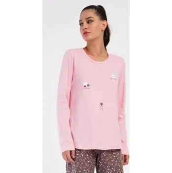 Dámské pyžamo Dámské pyžamo Vienetta Secret Flowers světle lososová L