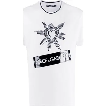 Pánské tričko DOLCE & GABBANA Heart Embroidered White tričko XXL Bílá