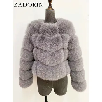 Dámská parka Krátký kožich crop bunda s prošíváním Barva: Šedá, Velikost: 3XL