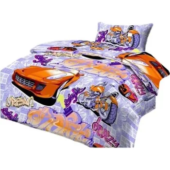 Povlečení Bavlněné povlečení Auta fialová