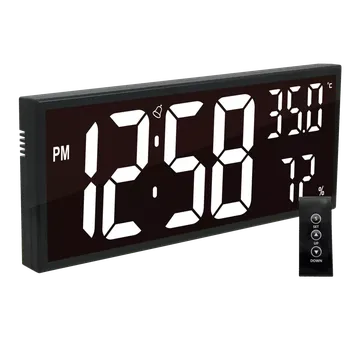 Budík JVD Digitální černé nástěnné hodiny s LED podsvícením bílé číslice JVD DH309.1 ( )