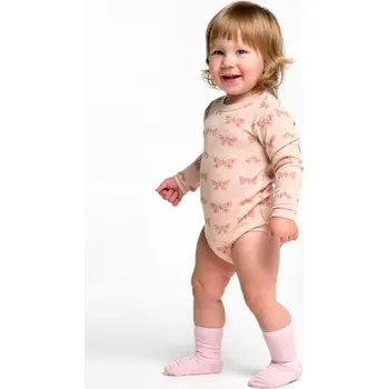 Kojenecký body Bambusové body s merinem dlouhý rukáv motýlci béžové SAFA Velikost: 50/56